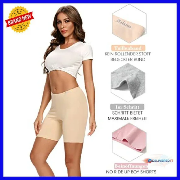 Cotton Boxer Shorts 8 Inseam Anti-Chafing Workout Bike Shorts